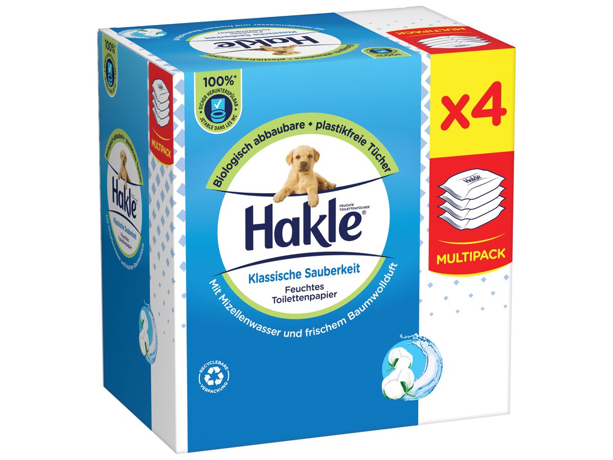 HAKLE Feuchtes Toilettenpapier 4516892 klassische Sauberkeit 4x42Stk. (5029054232552)