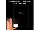 AVERY ZWECKFORM Etiquettes 63.5x33.9mm L7912-40 blanc, mat, A4 40 flls. (4004182049990)
