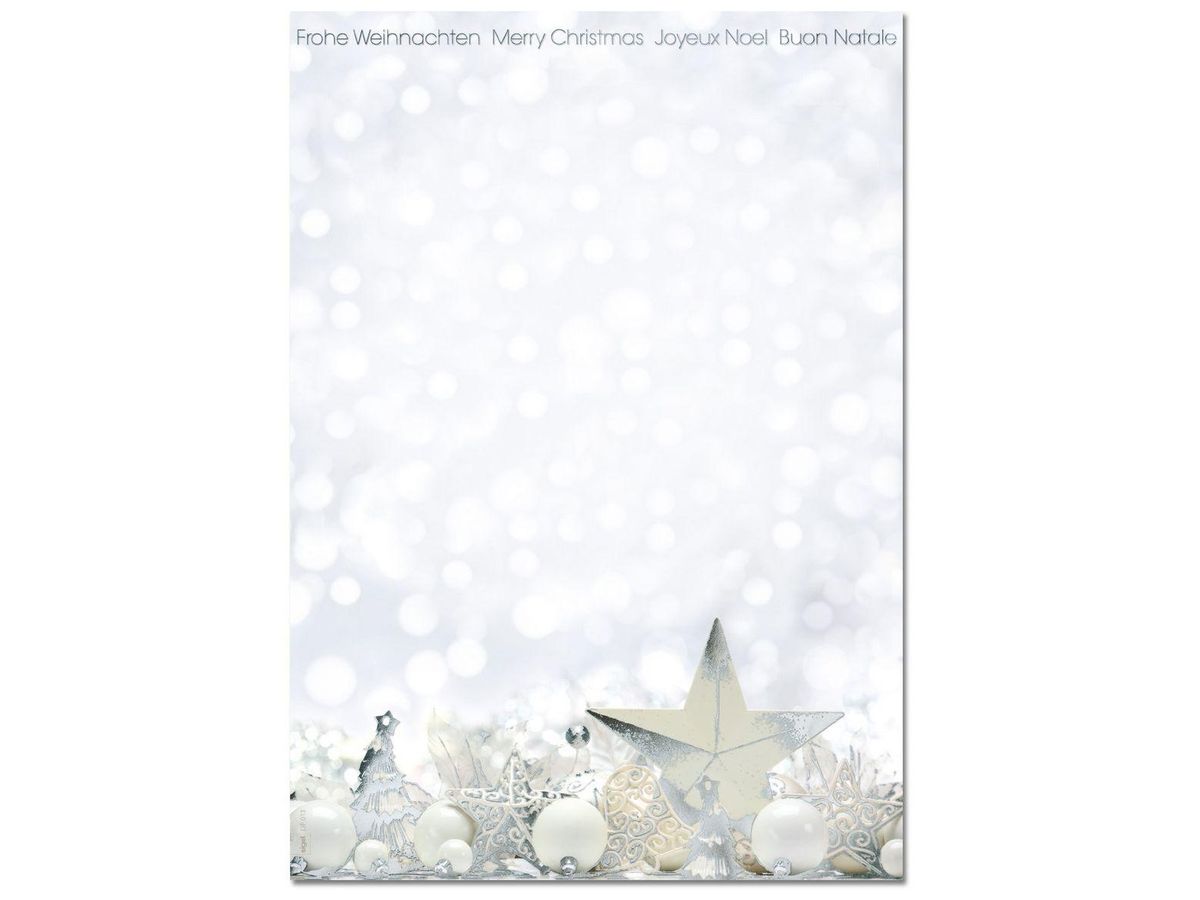 SIGEL Design Paper DP013/W White Stars 90g,25 Stück (4004360843495)