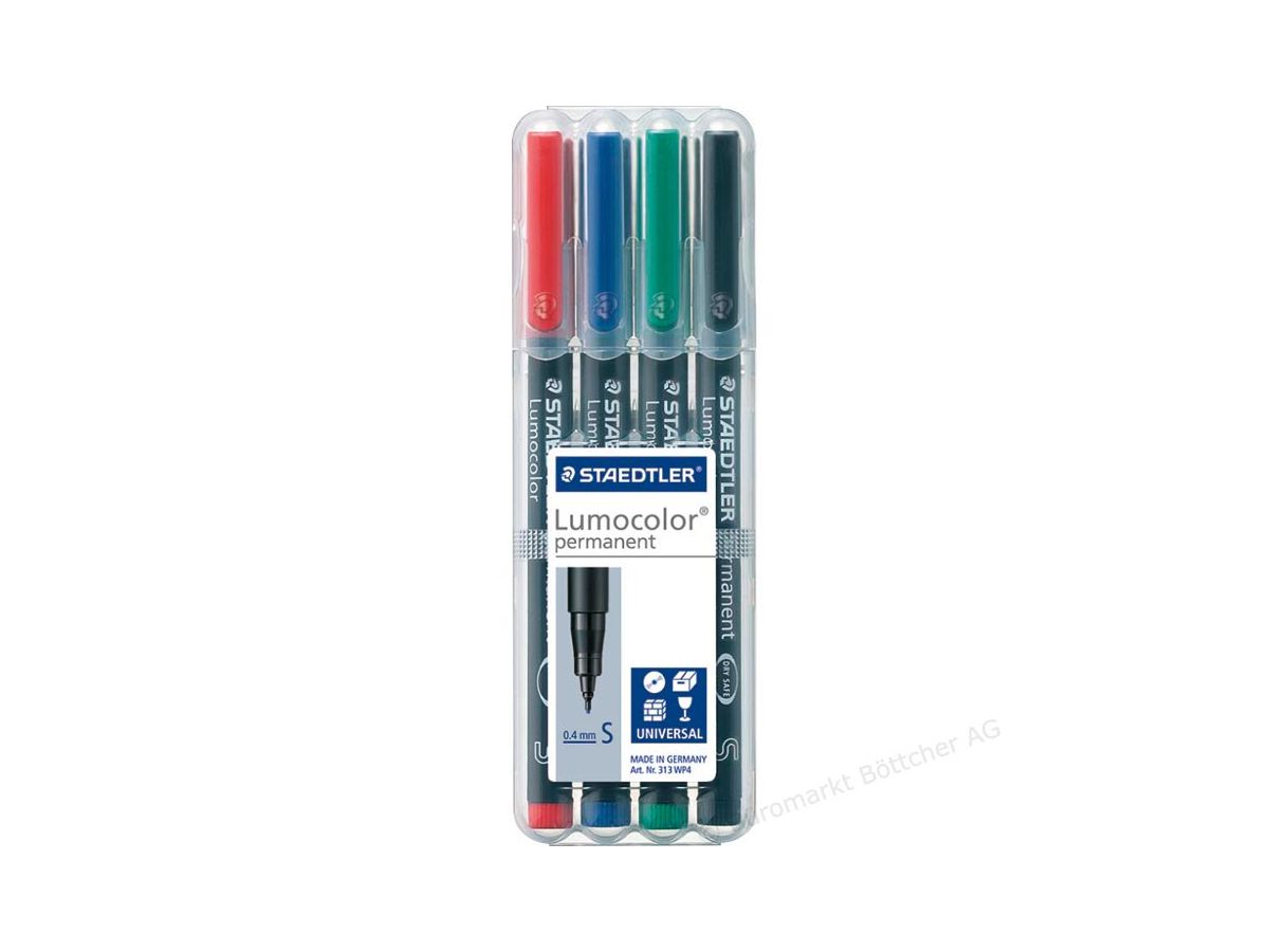 STAEDTLER Lumocolor permanent S 313-WP4 4 couleurs ass. (4007817308431)