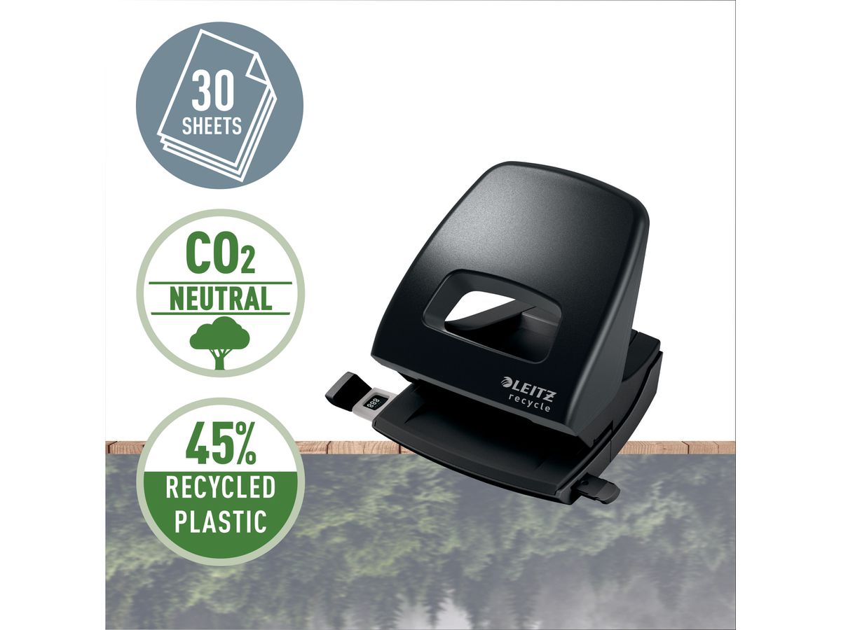 LEITZ Locher NeXXt Recycle 5003-00-95 schwarz, CO2 neutral 30 Blatt (4002432127047)
