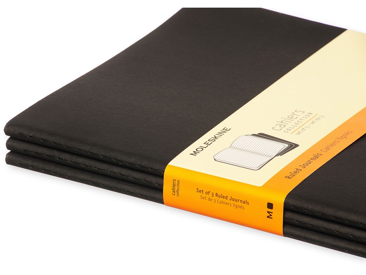 MOLESKINE Cahier XL 25x19cm 705014 ligné, noir 3 pcs. (9788883705014)