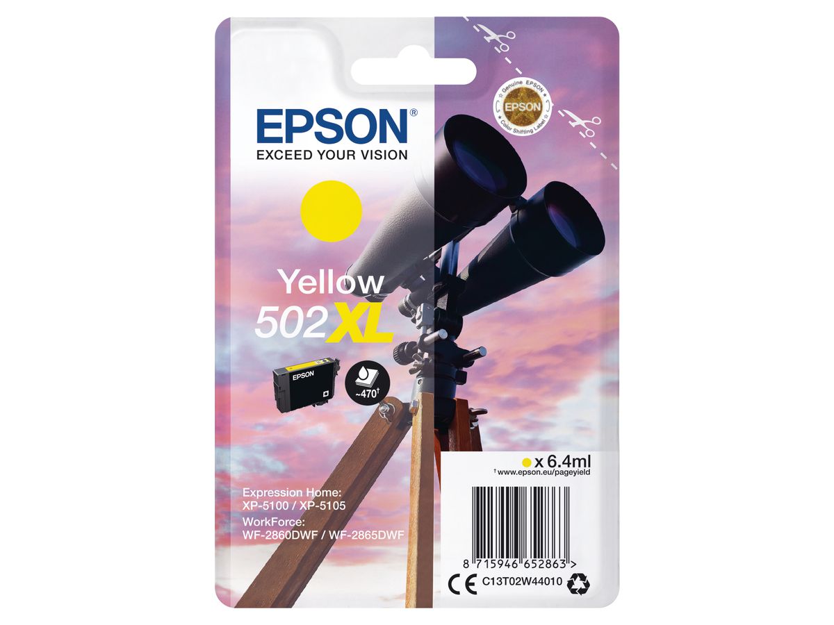 EPSON Tintenpatrone 502XL yellow T02W440 WF-2860/XP-5100 470 Seiten (8715946652863)