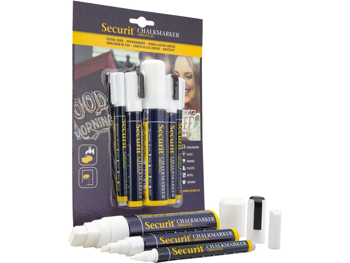 SECURIT Kreidestift 1-15mm BLSMAMIXV5WT weiss, assortiert 5 Stück (8718226496263)