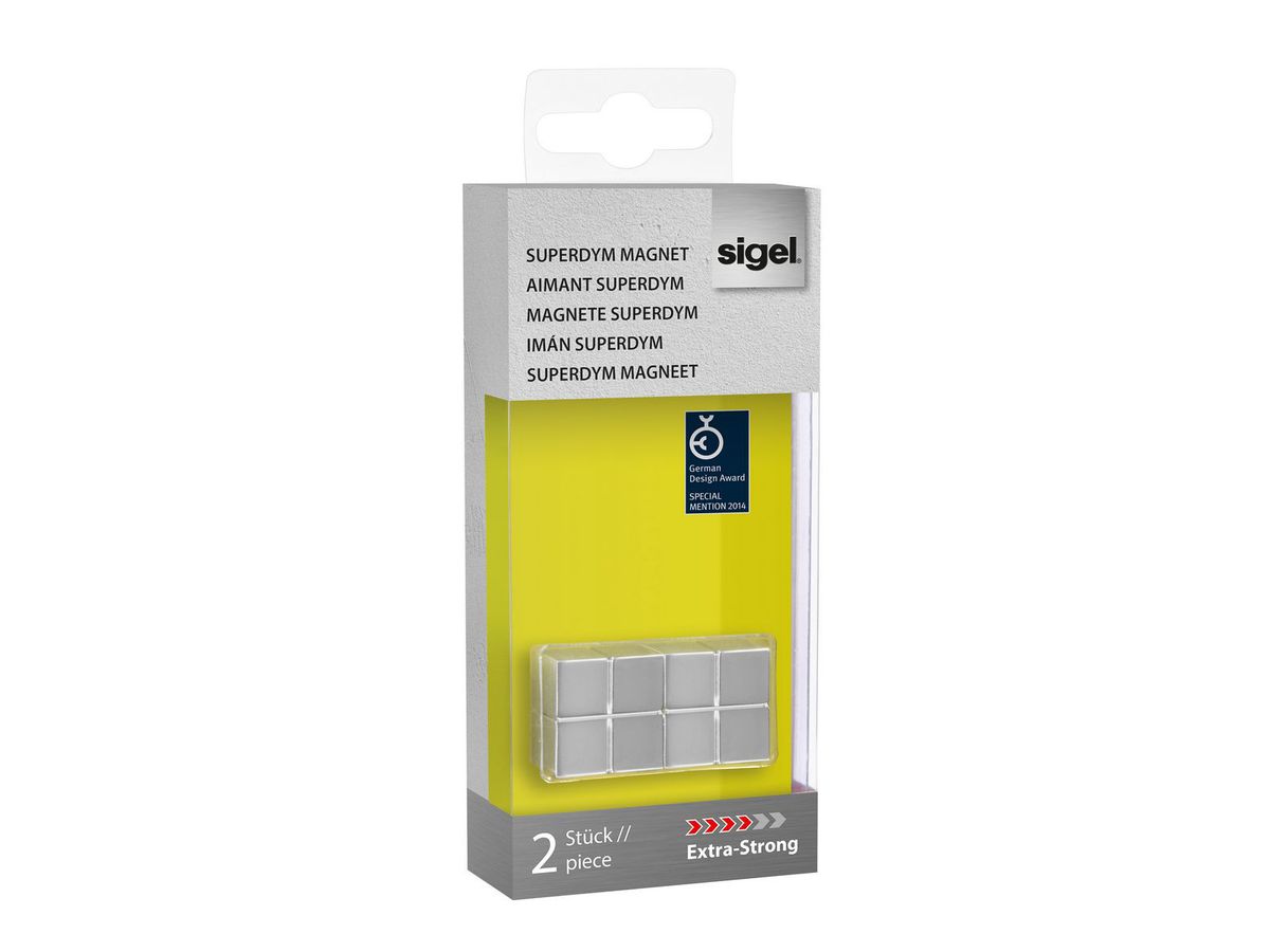 SIGEL Superdym-Magnete 20x10x20mm BA704 extra stark silber, 2 Stück (4004360794315)