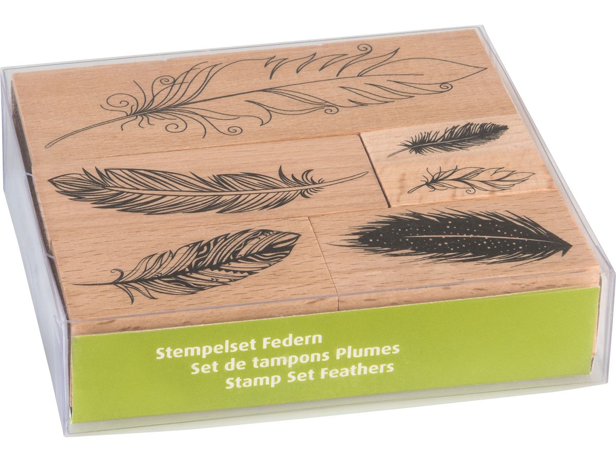 HEYDA Set timbro piuma 12x10x3cm 204888685 di legno 6 pezzi (4005329137518)