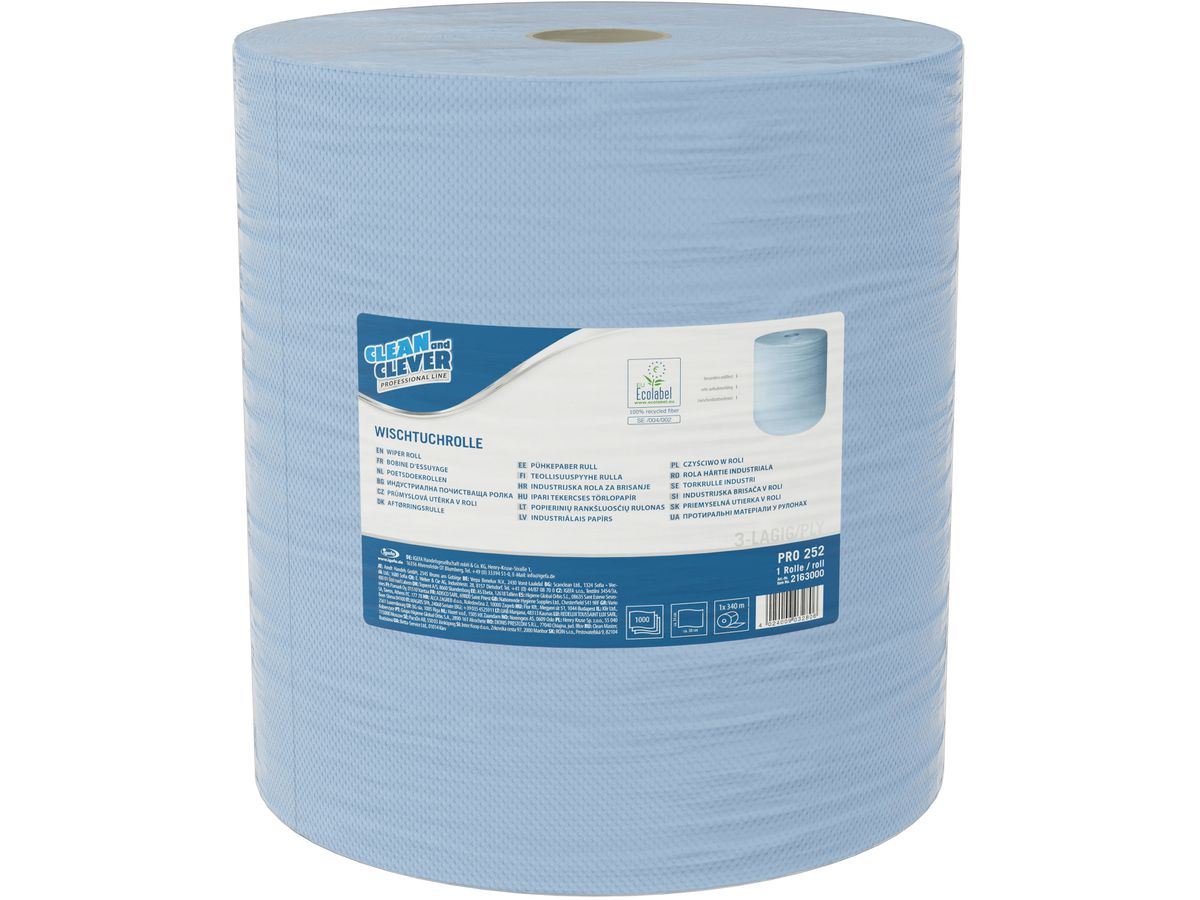 CLEAN AND CLEVER Rouleau de chiffon 3x 38x36cm P1673 Maxi, bleu, recycling (4024009001673)