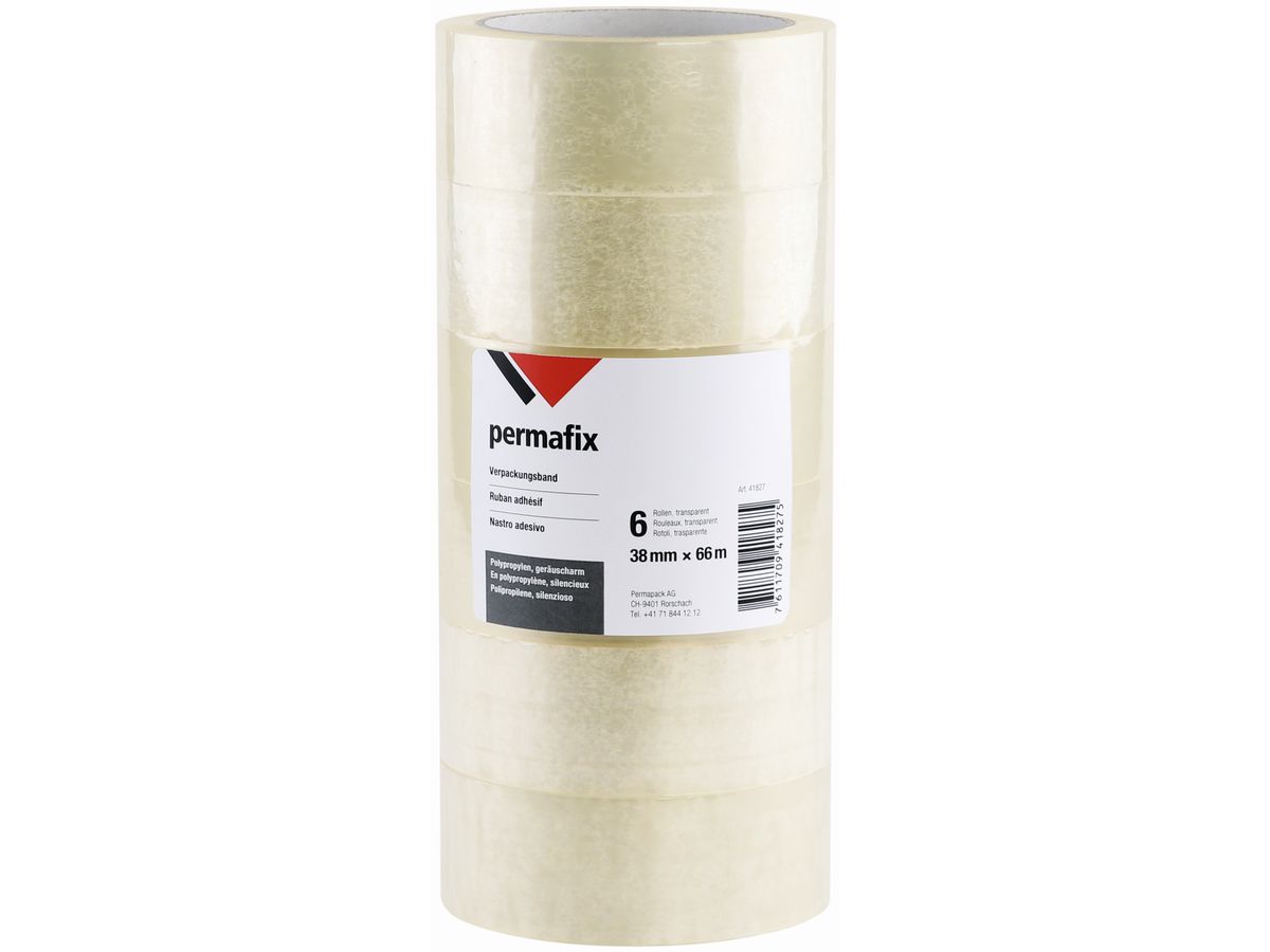PERMAFIX Verpackungsband 41827 Transparent 38mmx66m 6Rollen (7611709418275)
