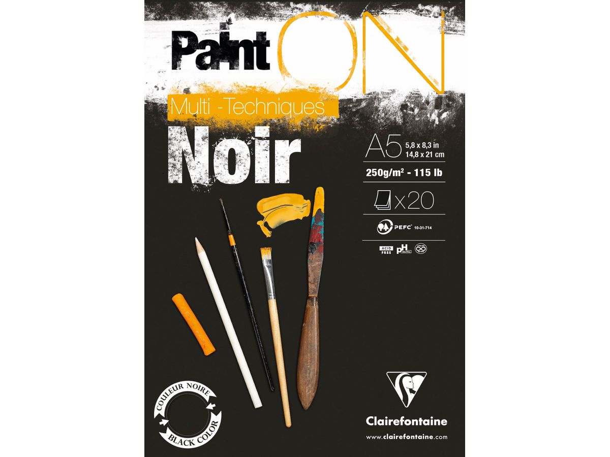 CLAIREFONTAINE Paint'On A5 975168C Nero 20 fogli (3329689751681)