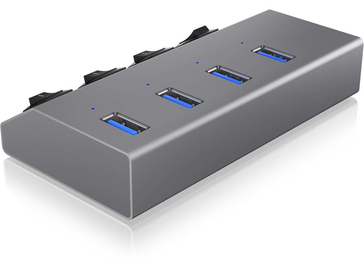 ICY BOX 4 Port Hub & Charger USB 3.0 IB-HUB1405 Aluminium (4250078164883)