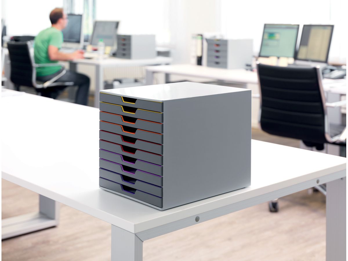 DURABLE Schubladenbox Varicolor 10 761027 grau/bunt 10 Fächer (4005546701615)