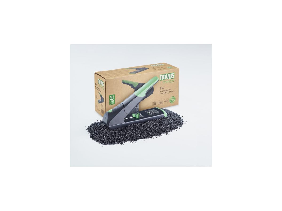 NOVUS Graffatrice B50 re+new B50 023-0065 nero/verde, 140 fogli (4009729077986)