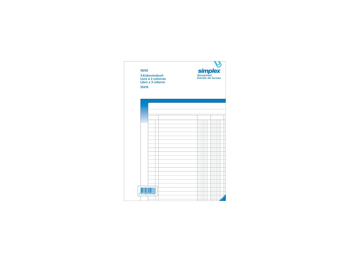 SIMPLEX Libro colonna A4 15474 bianco/blu 50x2 fogli (7611468154742)