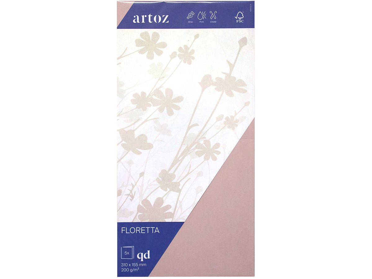 ARTOZ Cartoline 1001 310x155mm 15845226-281 200g, rosa chiaro 5 fogli (7612996998044)