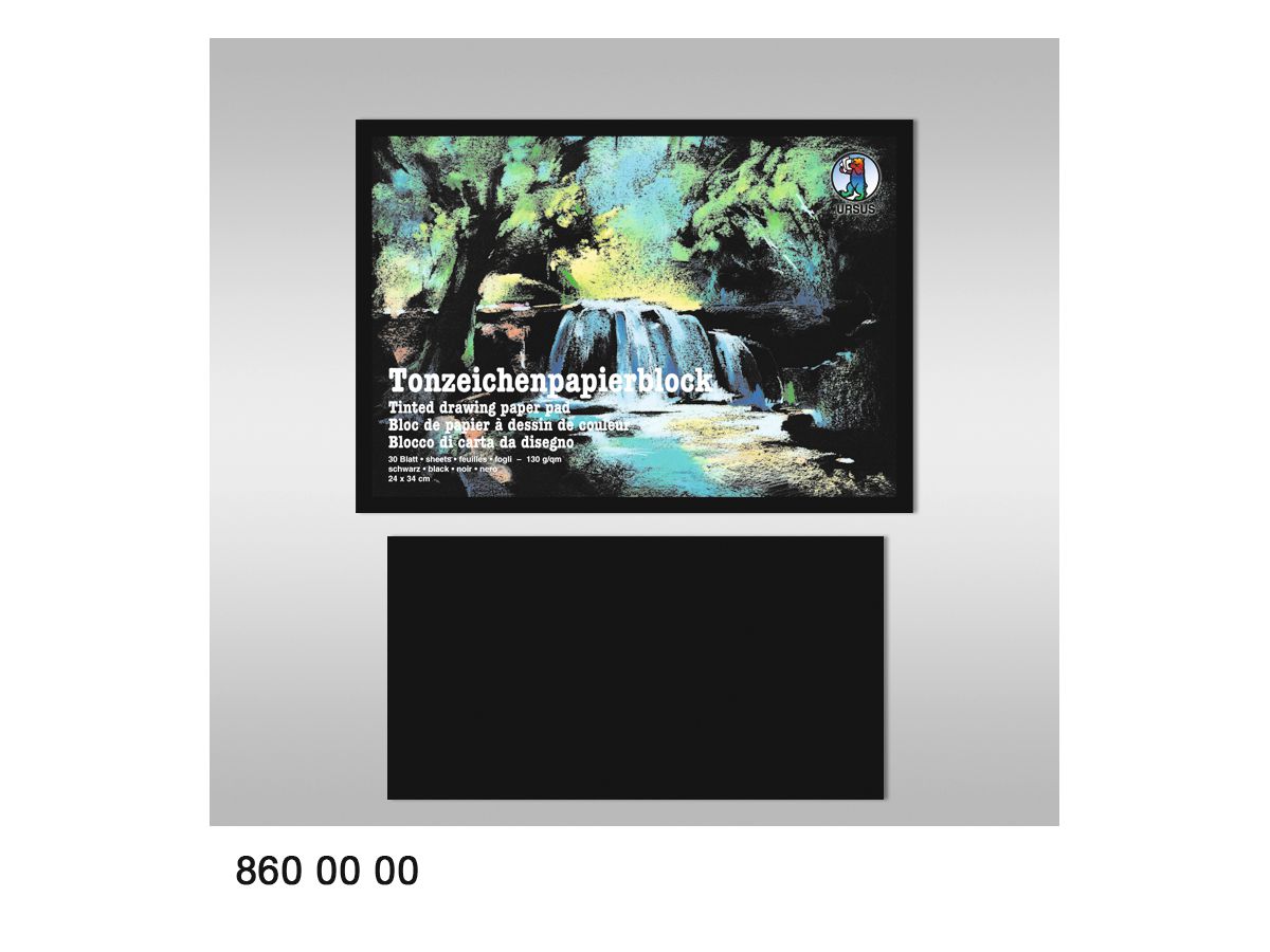 URSUS Carta p.disegno a col. 24x34cm 8600000 nero 130g, 30 fogli (4008525706595)
