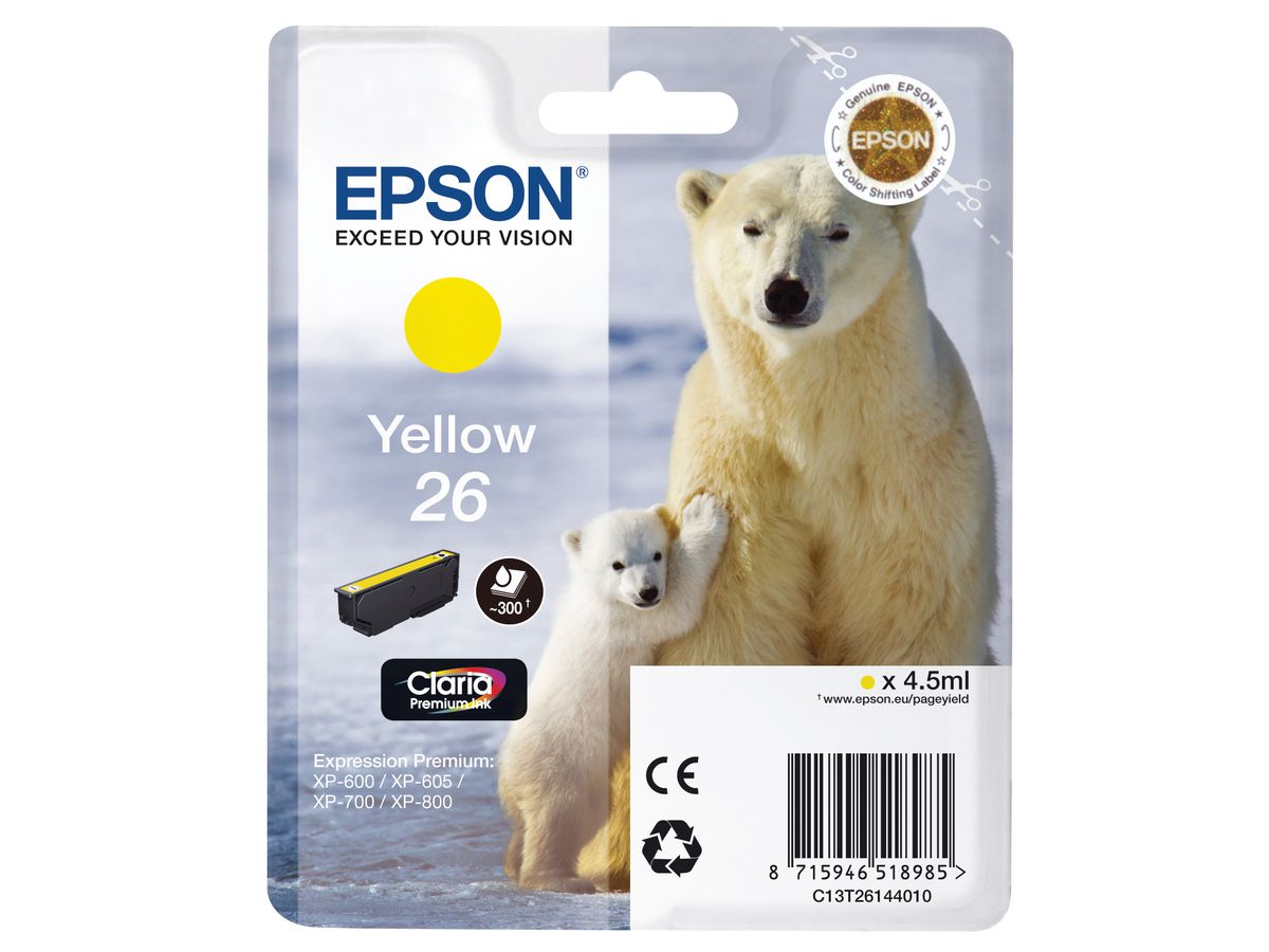 EPSON Cart. d'inchiostro yellow T261440 XP 700/800 300 pagine (8715946625621)