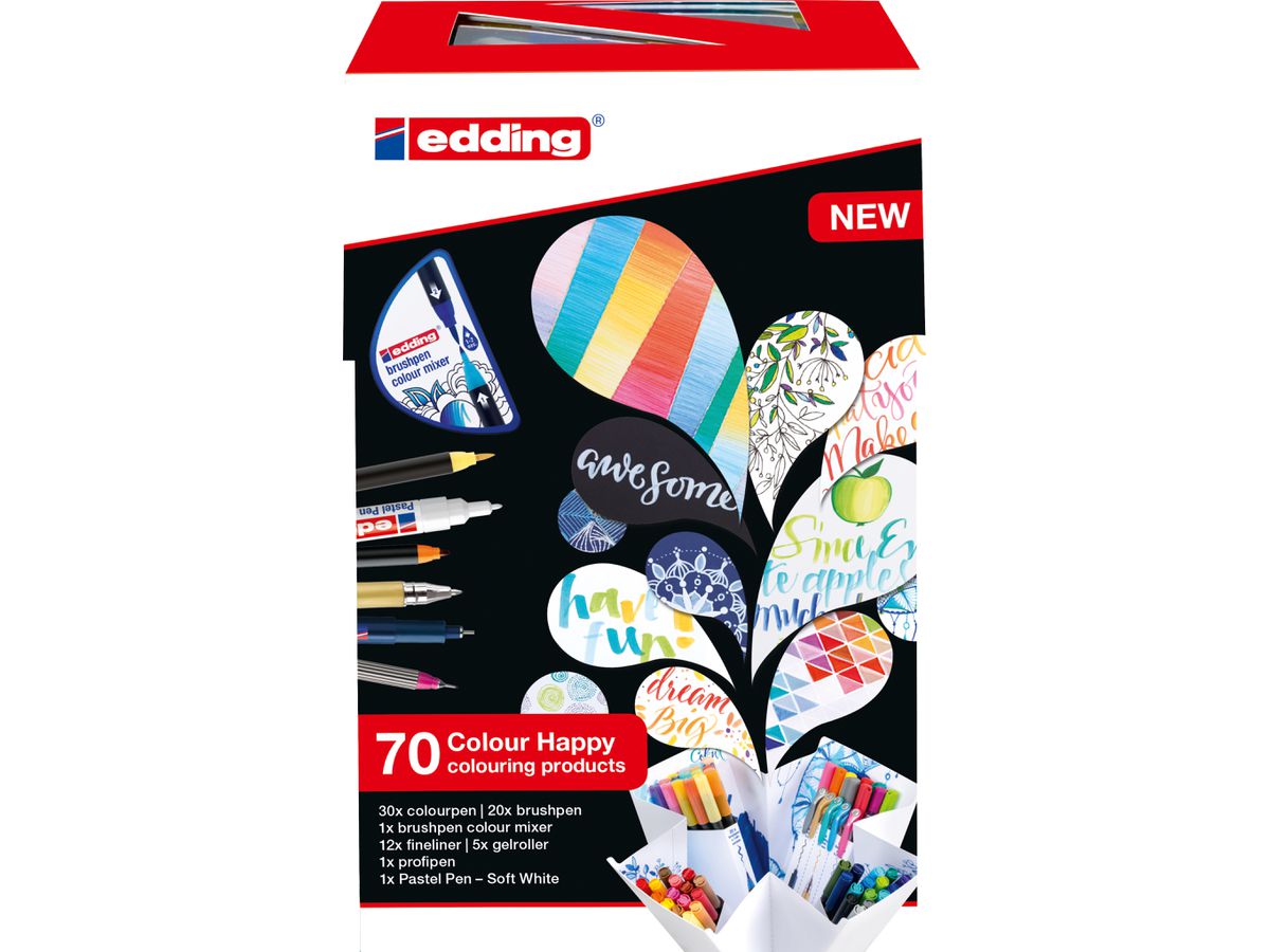 EDDING Brushpen 1340 Color Happy Box 3275 69 pezzi (4057305000255)