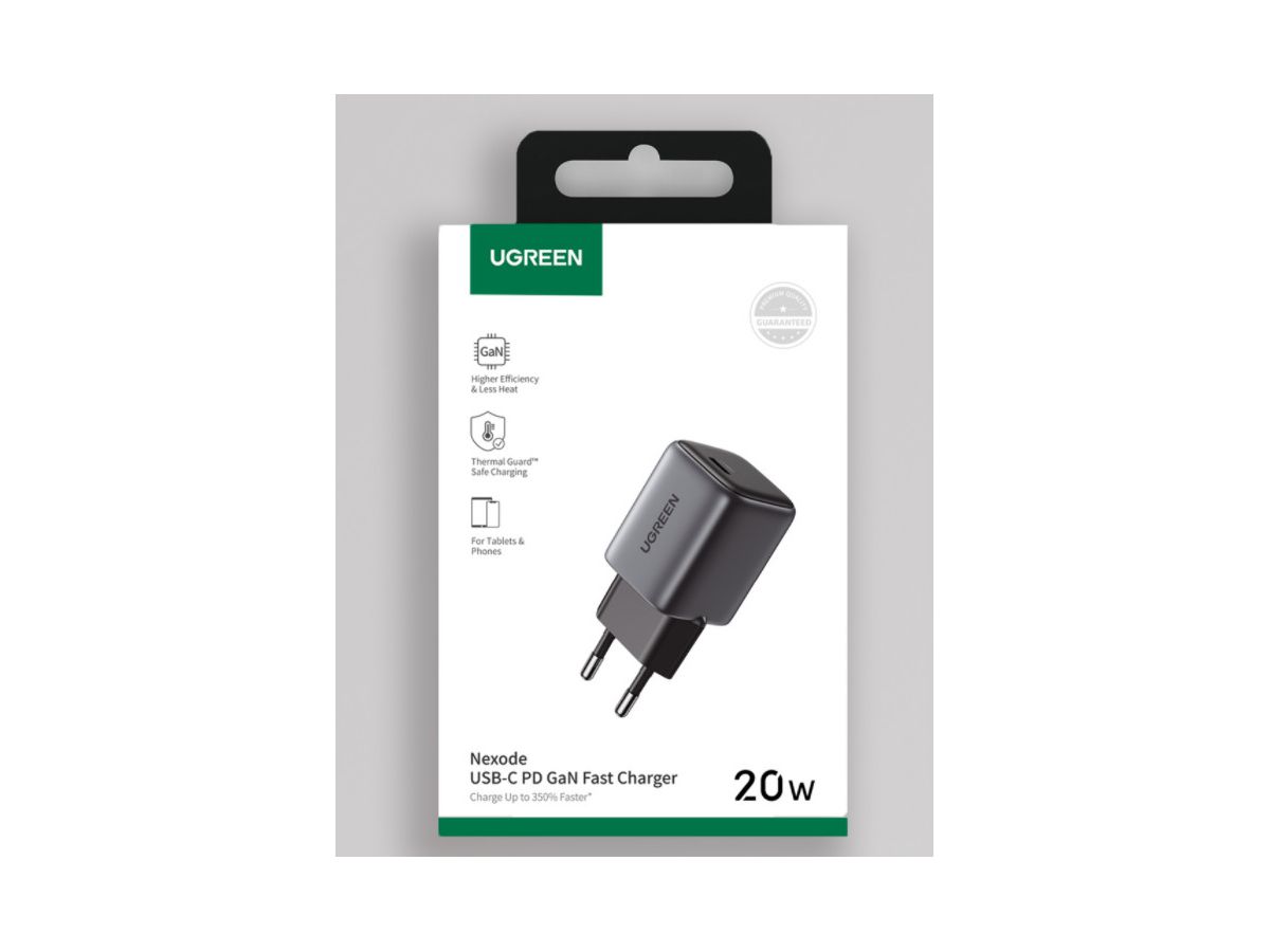 UGREEN USB C Wallcharger Nexode 90664 Mini,20W,PD GaN, Black (6957303896646)
