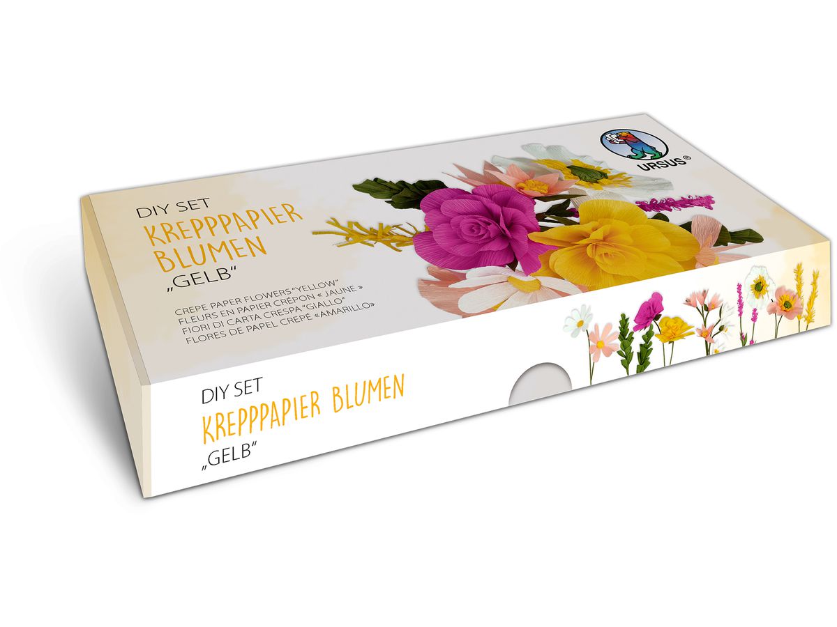 URSUS DIY Set Papier crépon fleurs 27030001F jaune (4008525256861)