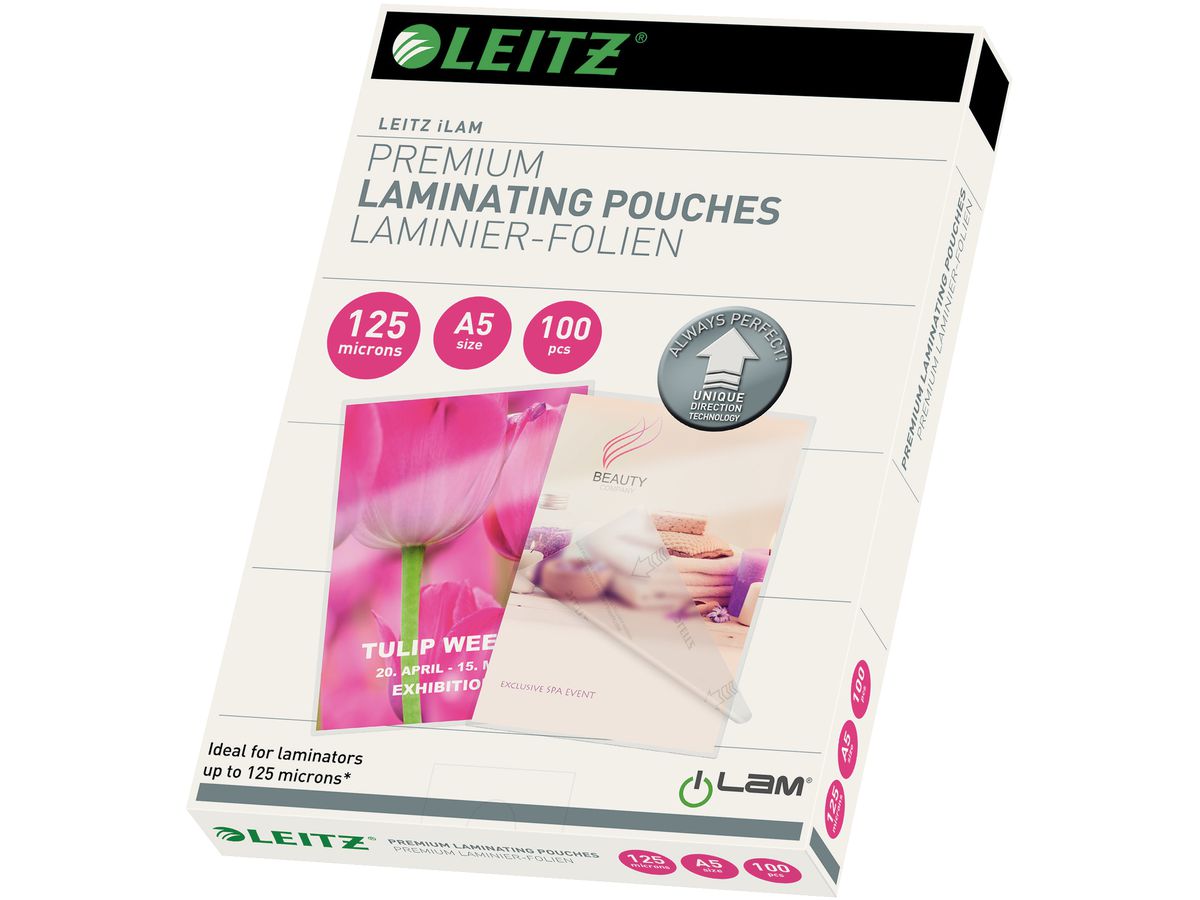 LEITZ Pelicole per laminazione A5 74930000 lucido, 125my 100 pezzi (4002432397778)