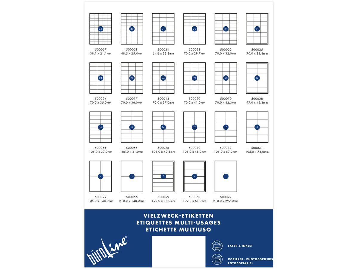 BÜROLINE Etiketten 105x57mm 500032 weiss 1000 Stück (7612532011688)