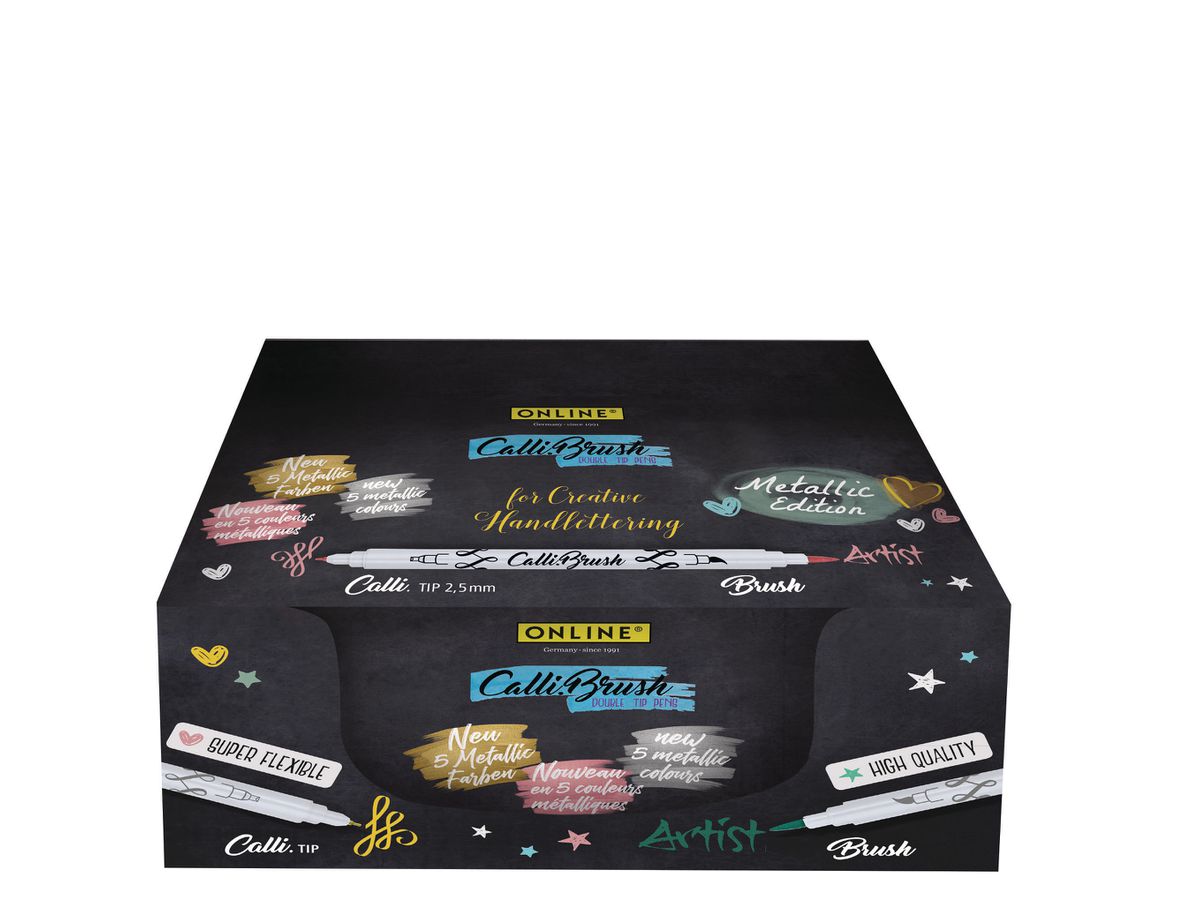 ONLINE Callibrush Pen Double Tip 19090/10 metallic,5 ass.colori/10 pcs. (4014421190901)