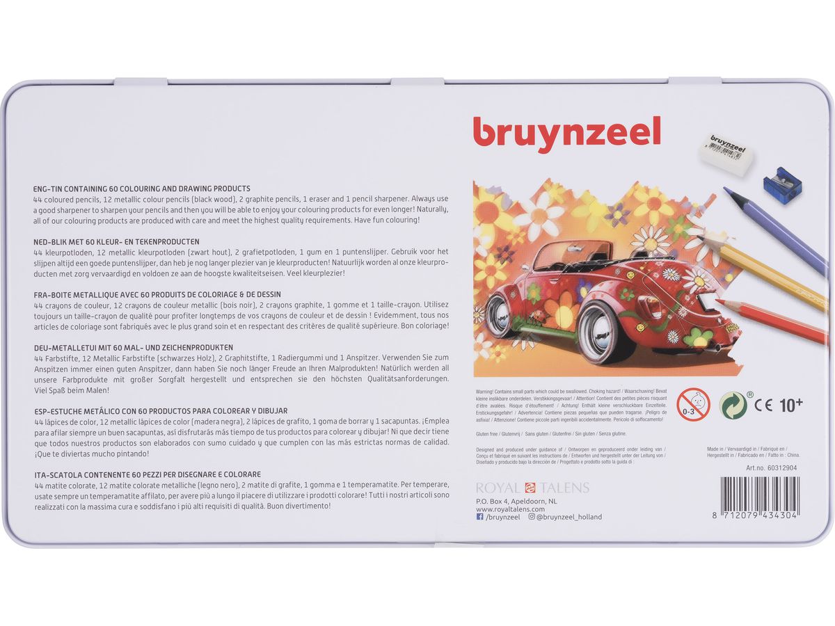 BRUYNZEEL Farbstifteset Kids 60312904 60 Farben Metalletui (8712079434304)