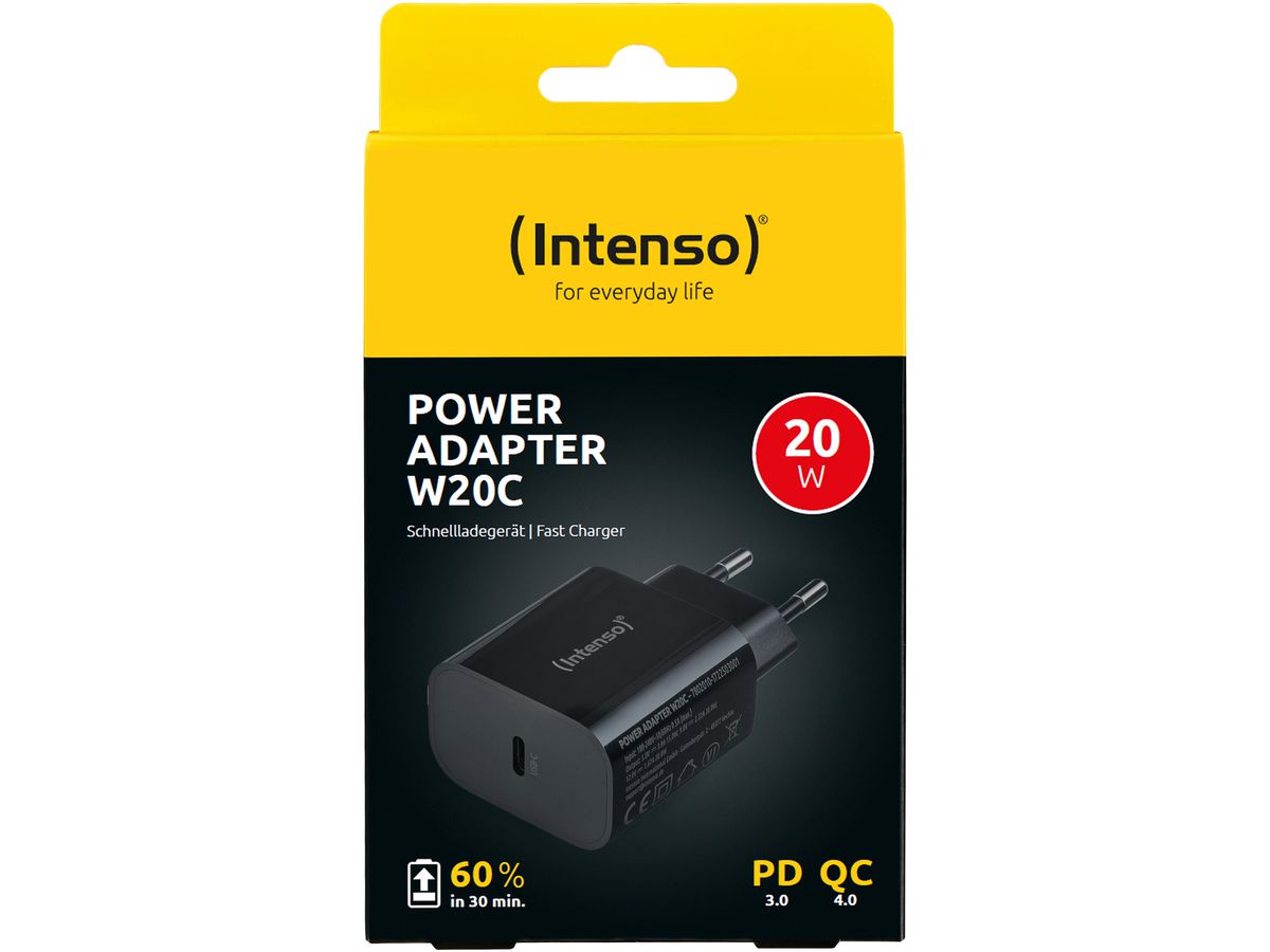 INTENSO Power Adapter W20C Charger 7802010 20W, USB-C, black (4034303035885)