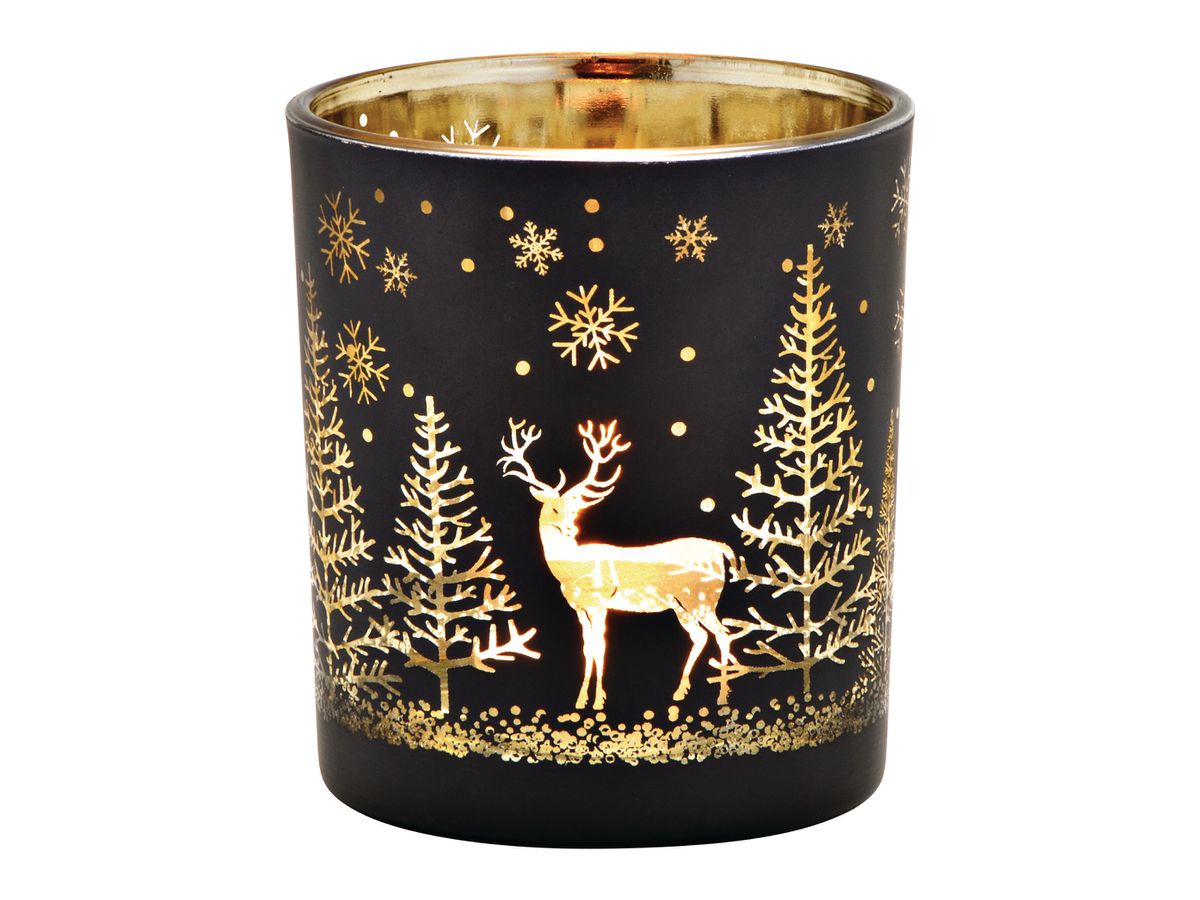 ROOST Windlicht Winterwald 10032918 schwarz, gold 9x10x9cm (4007698381769)