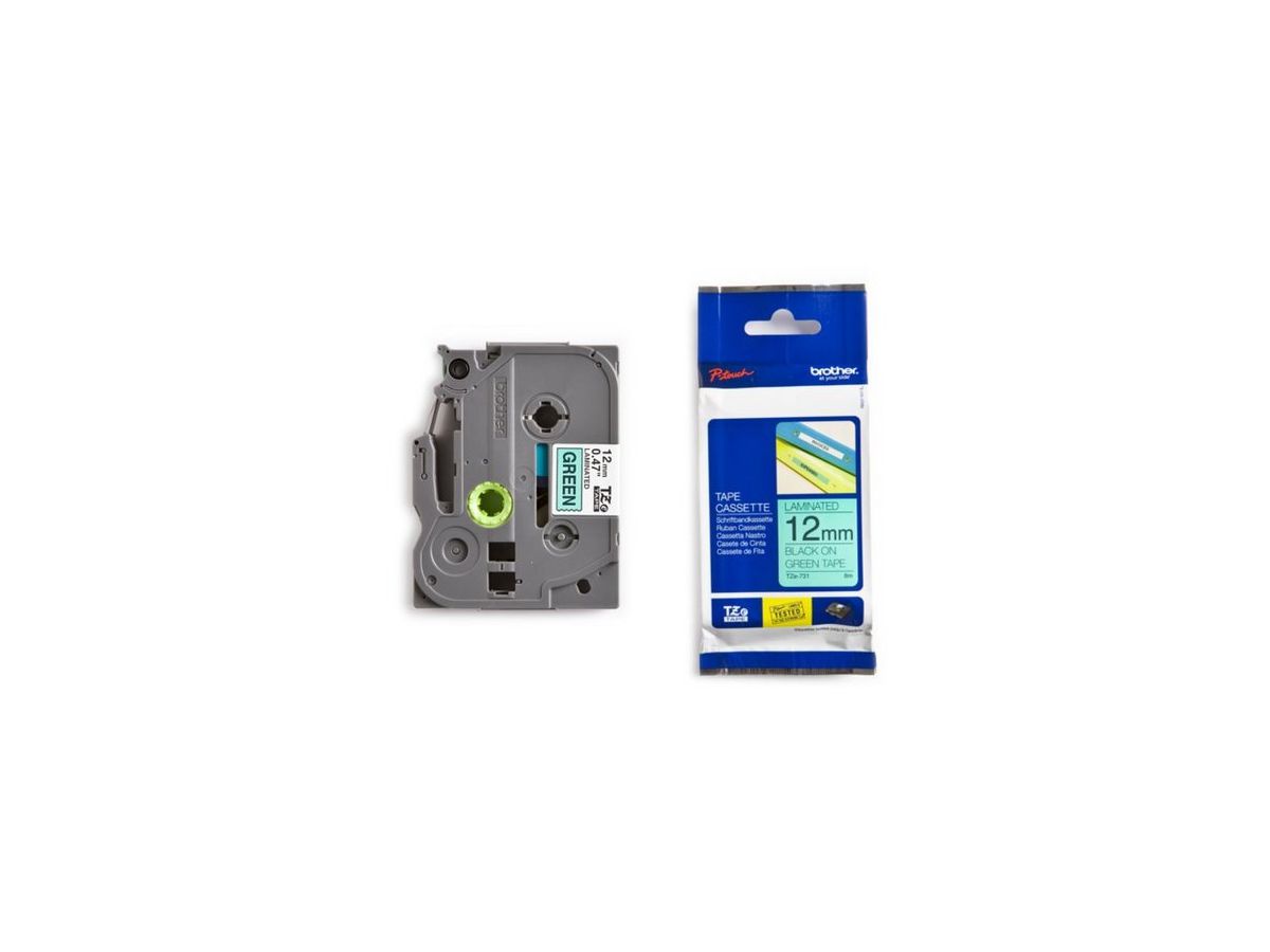PTOUCH Ruban, laminé noir/vert TZe-731 PT-1280VP 12 mm (4977766691352)