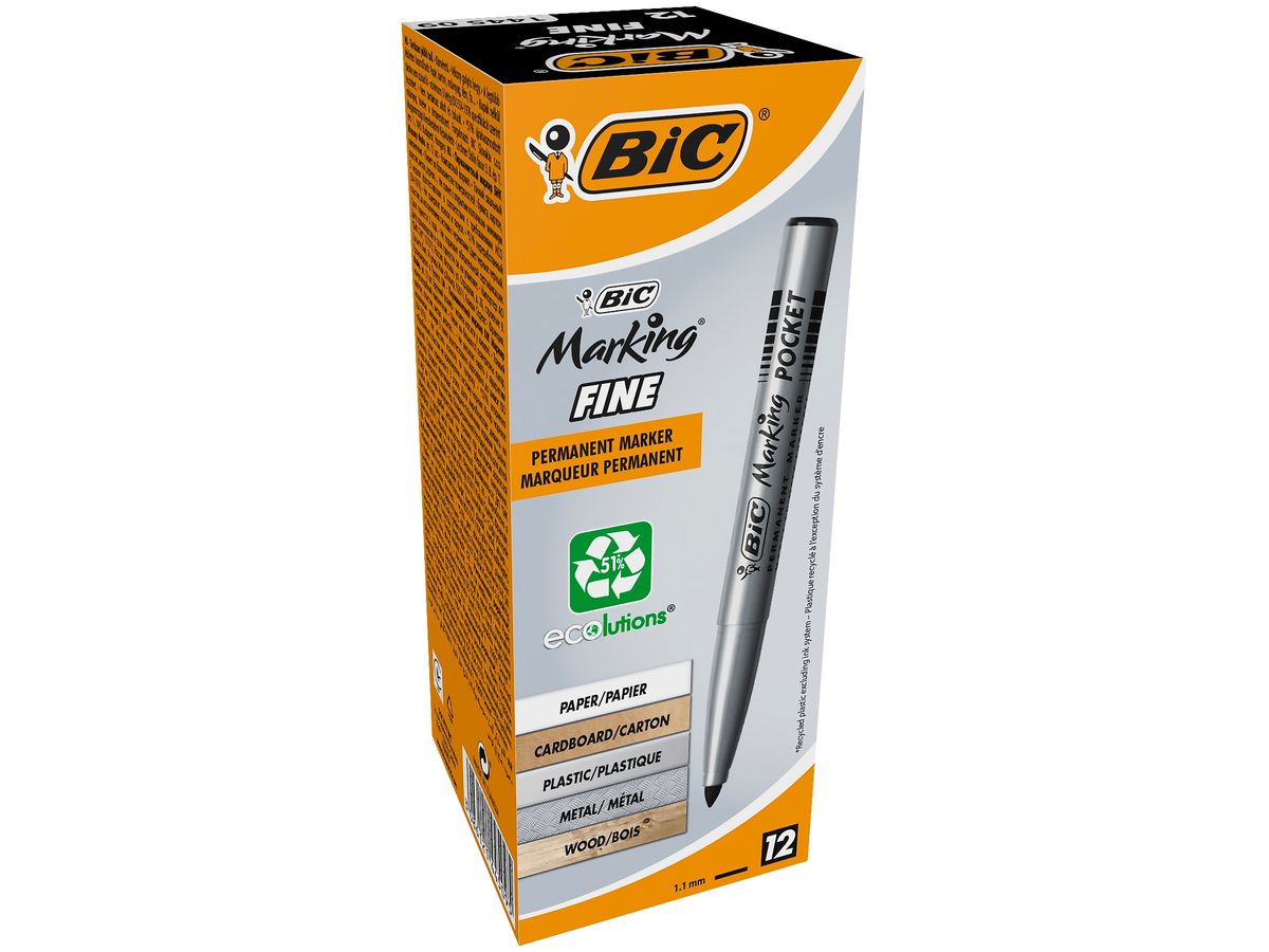 BIC Permanent Marker ecolutions 8209022 schwarz 12 Stück (3086121445095)