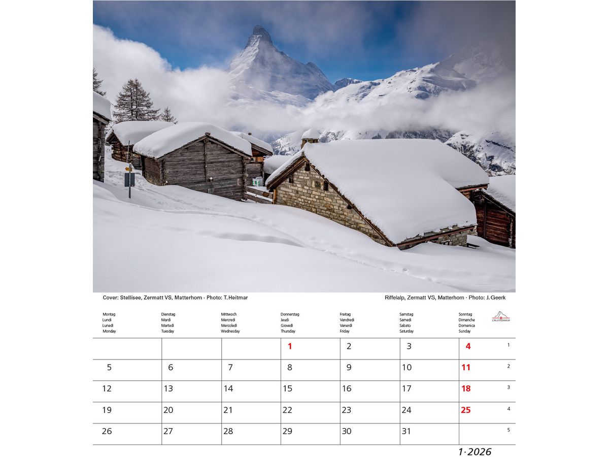 CALENDARIA Calendario 2026 9783036205335 Matterhorn ML 21x24cm (9783036205335)