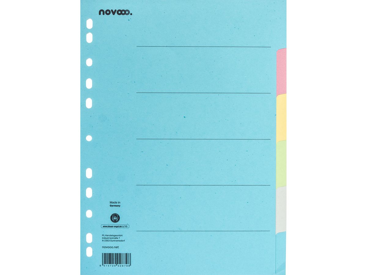 NOVOOO Kartonregister A4 40577 bunt 6-teilig (9010729028798)