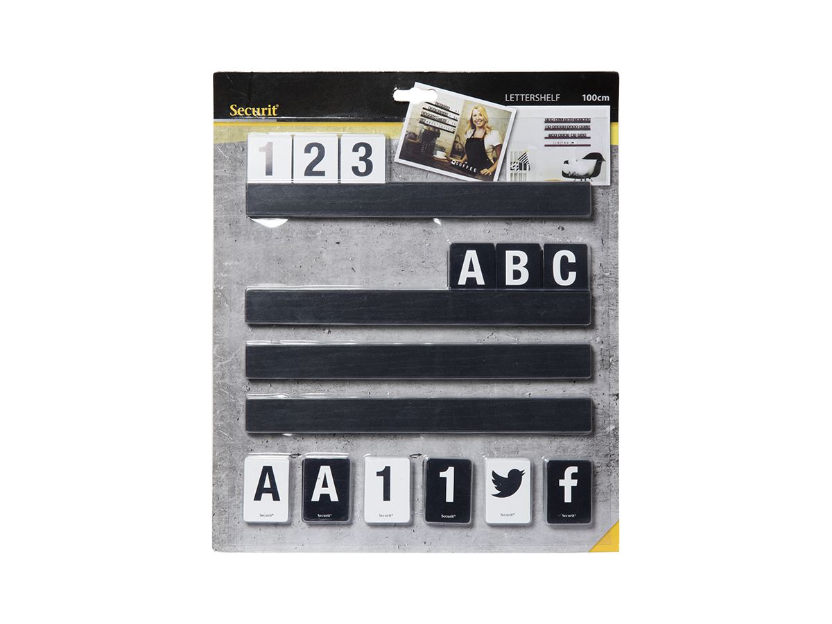 SECURIT Buchstabenleiste, Set 1m LES-BL-100 schwarz 2.5x25x1cm (8719075283127)
