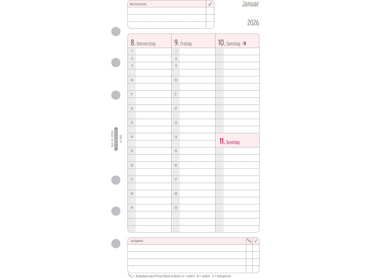 CHRONOPLAN Ersatz Wochenplan 2026 50546Z.26 1W/2S in Spalten Midi (4004182088548)