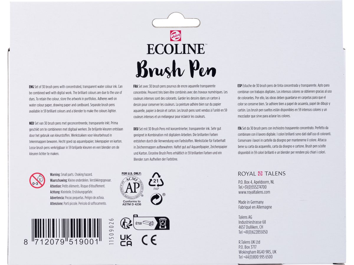 TALENS Ecoline Brush Pen Set 11509006 ass. Additional 30 Stück (8712079519001)
