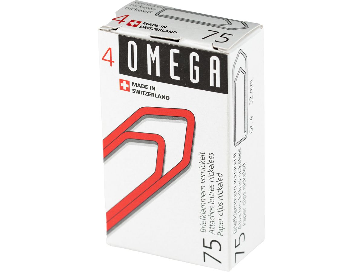 OMEGA Büroklammern Gr.4 134000450 vernickelt, 32mm 75 Stück (7610709001340)