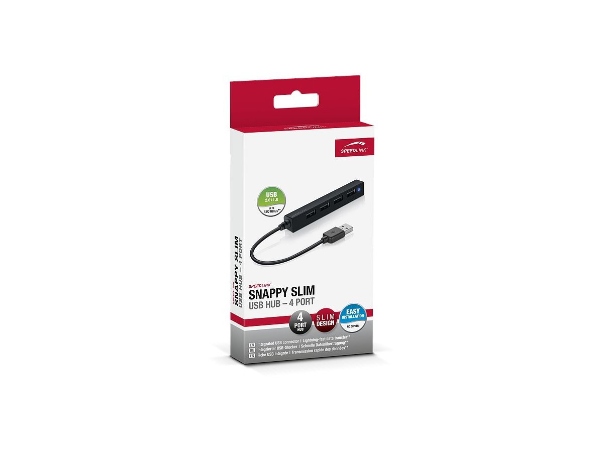 SPEEDLINK SNAPPY SLIM USB HUB 2.0 SL140000B 4-Port black (4027301910292)
