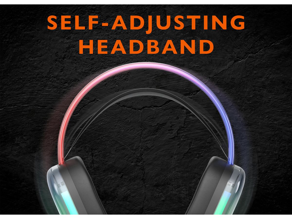 DELTACO GAMING Headset DH230 RGB GAM-186 Semi-transp.Headband,Earcups (5706470154537)