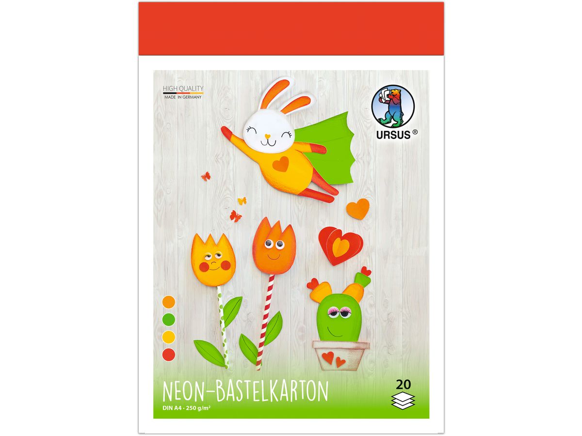URSUS Cartoncino per bricolage A4 4784699 neon assortiti 20 fogli (4008525257523)