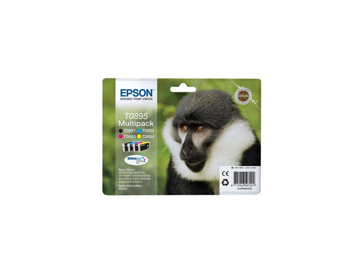EPSON Multipack Inchiostro CMYBK T089540 Stylus S20/SX405 4x3.5ml (8715946507224)