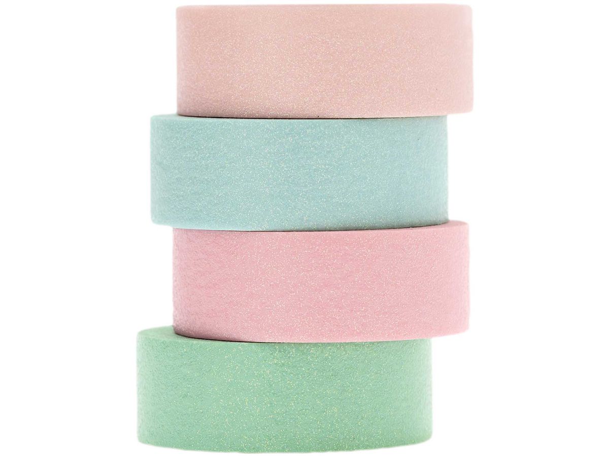 RICO DESIGN Washi Tape Set 15mmx5m 99001.21.28 glitter pastel 4 rouleaux (4051271402204)