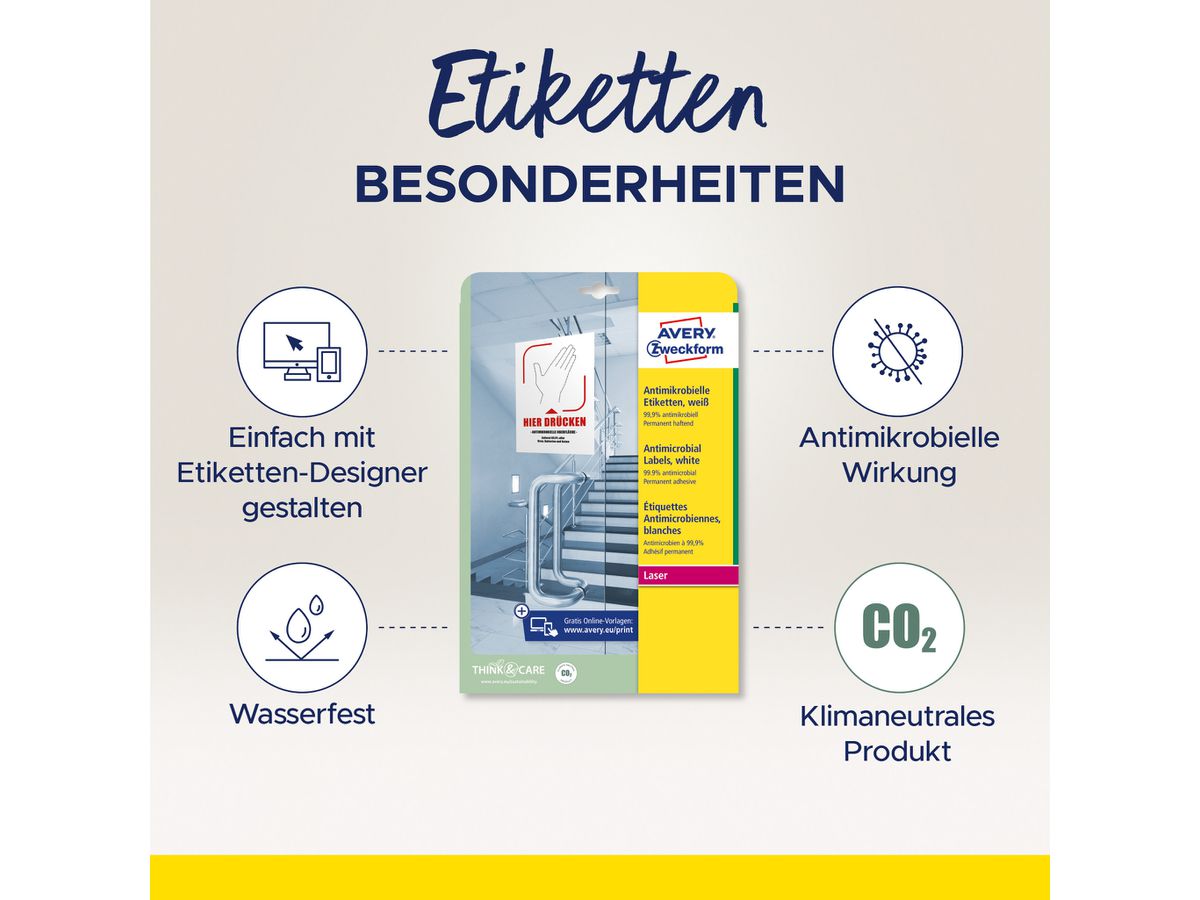 AVERY ZWECKFORM Etiketten L8002-10 Antimic. 210x148mm weiss (4004182380024)