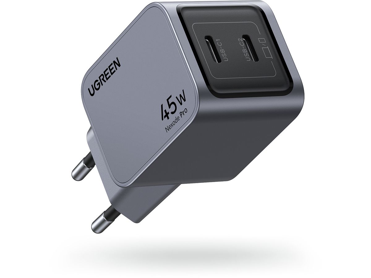 UGREEN USB Wallcharger Nexode Pro 35008 45W, Dual USB-C, GaN (6941876230082)
