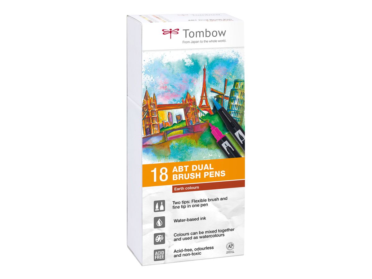 TOMBOW ABT Dual Brush Pen ABT-18P-3 18er Set Erdtöne (4003198104259)