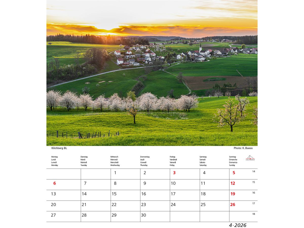 CALENDARIA Calendario 2026 9783036205359 Schweiz ML 21x24cm (9783036205359)