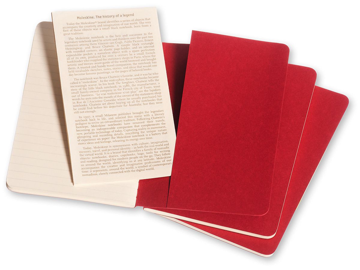 MOLESKINE Notizheft Cahier A6 095-6 liniert, rot 3 Stück (9788862930956)