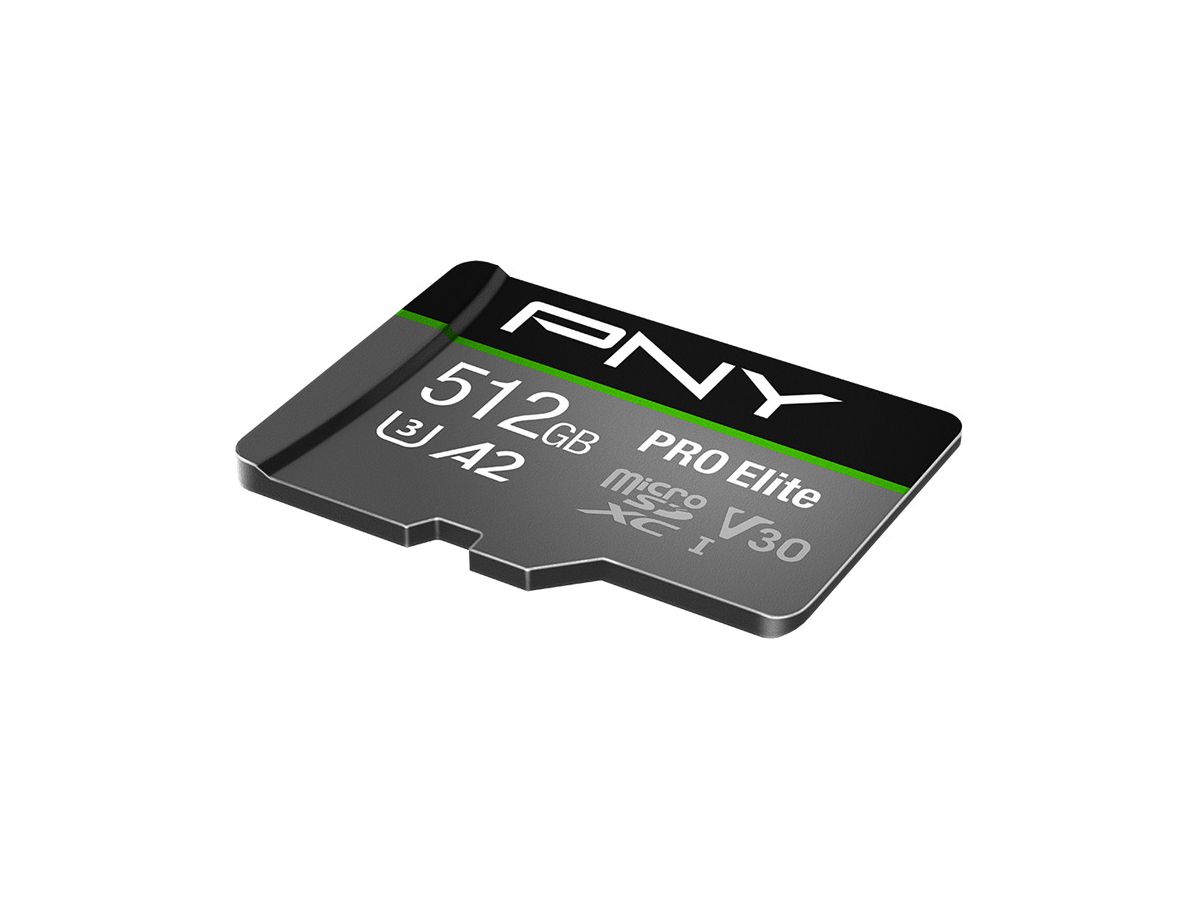 PNY micro-SDXC Pro Elite 512GB P-SDUX512U3100PRO-GE UHS-I U3 A2 & adapter (0751492623580)