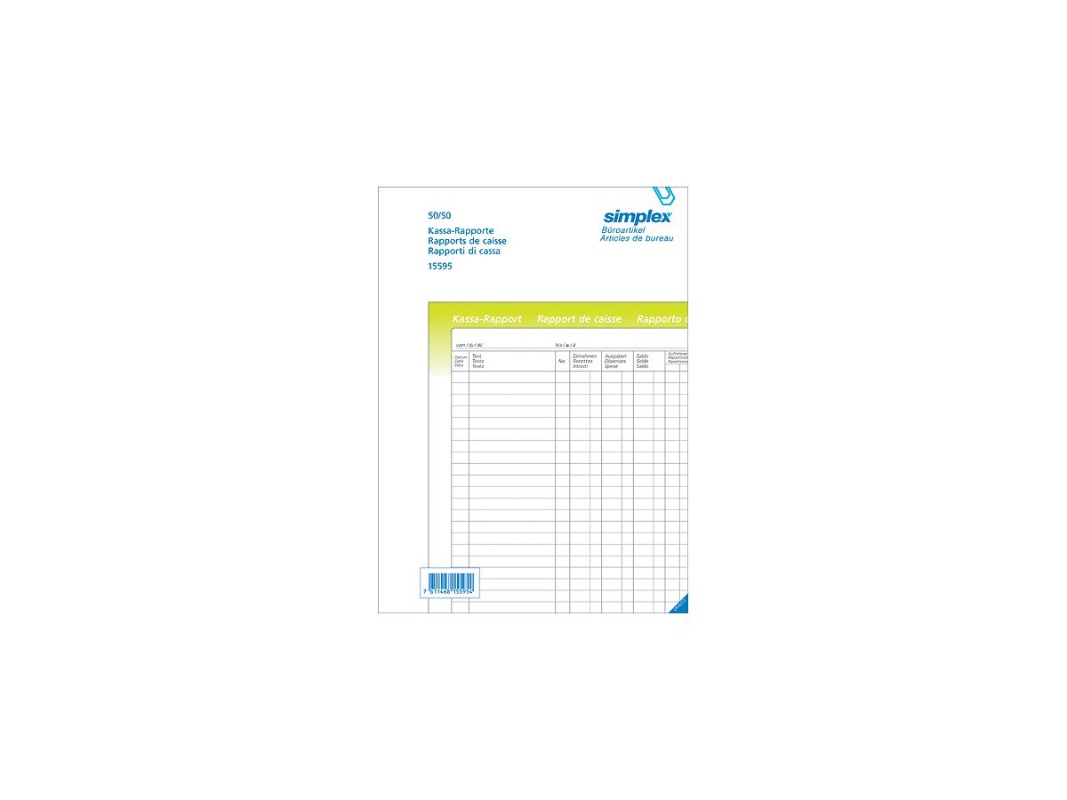 SIMPLEX Rapporto cassa A4 15595 bianco 50x2 fogli (7611468155954)