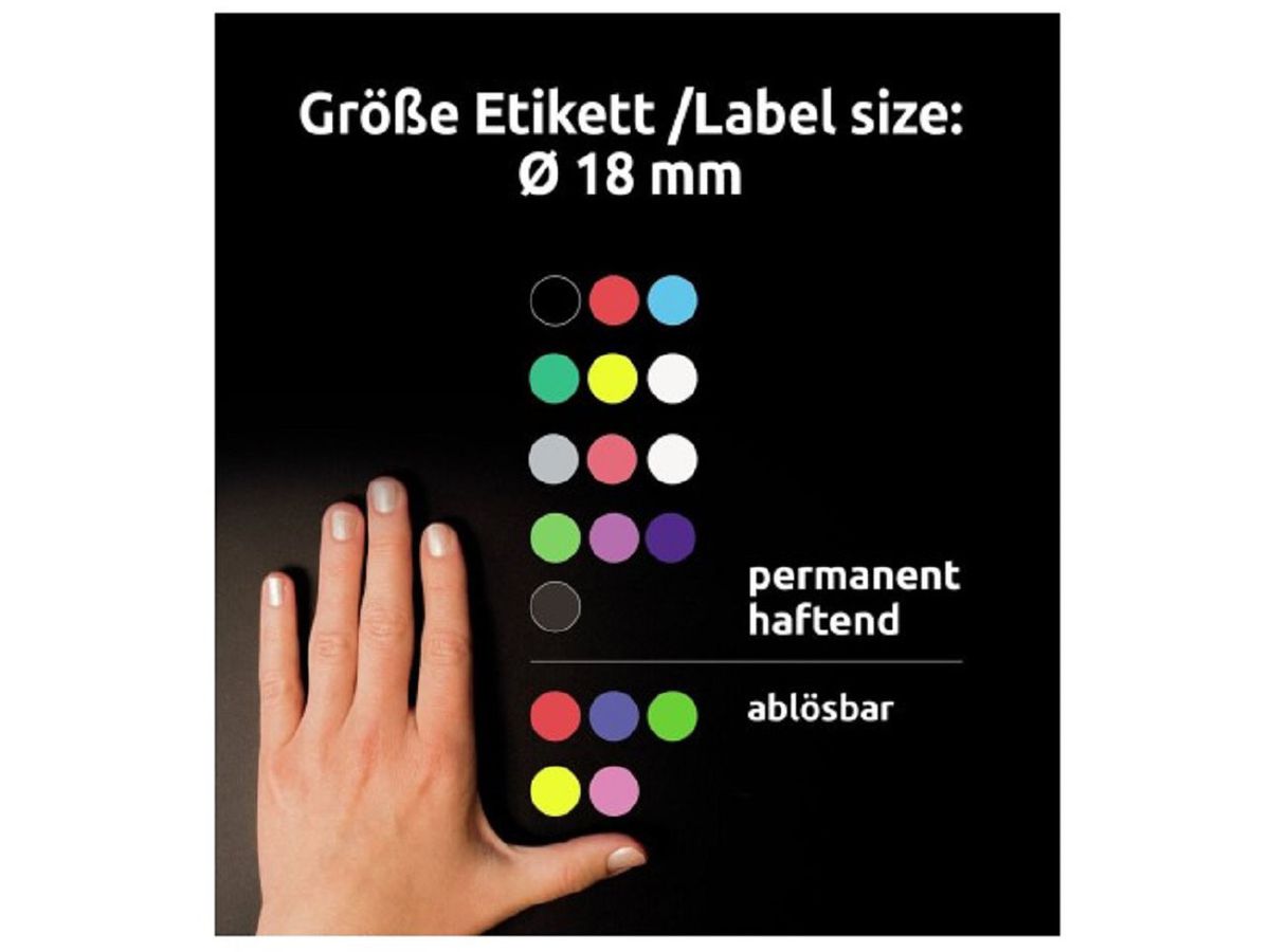AVERY ZWECKFORM Markierungspunkte 18mm 3596 Blau, ablösbar 4 Blatt (4004182035962)